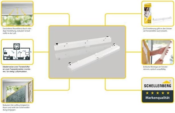 Schellenberg 46601 Universal-Fensterlüfter Passivlüftung für den Fensterflügel, Starterset/Doppelpac