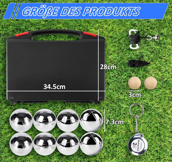 Boule Set mit Gravur/Ohne Gravur,Personalisierte Boule Set mit Tragetasche/Hartschalenkoffer, 6/8 Bo
