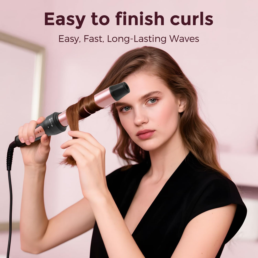 Lockenstäbe Set 5 in 1, Welleneisen mit Multifunktion Lockenbürste und 4 austauschbaren Lockenwickle