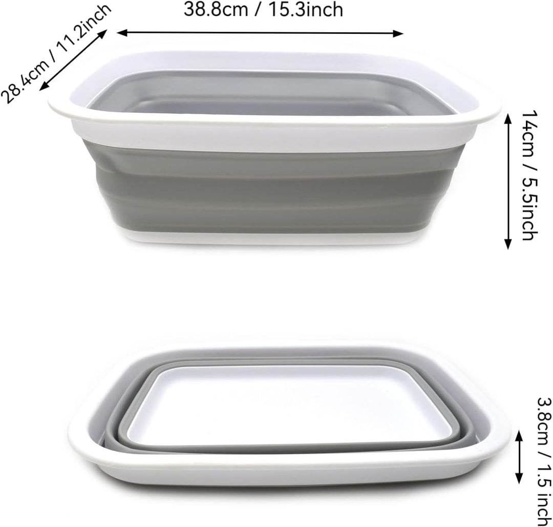 SAMMART Set of 2-9.2L (2.37Gallon) Collapsible Tub - Portable Outdoor Picnic Basket/Crater - Foldabl