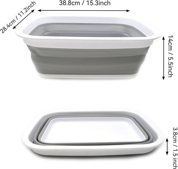 SAMMART Set of 2-9.2L (2.37Gallon) Collapsible Tub - Portable Outdoor Picnic Basket/Crater - Foldabl
