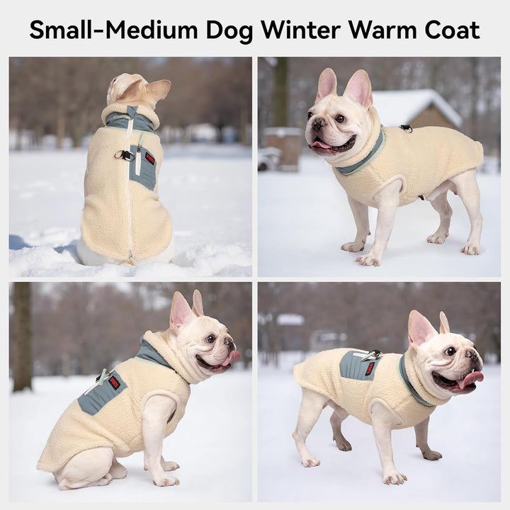 FEimaX Warme Hundemantel Winddichte Haustier Winter Fleece Hundejacke Winterweste mit D-Ring Hundekl