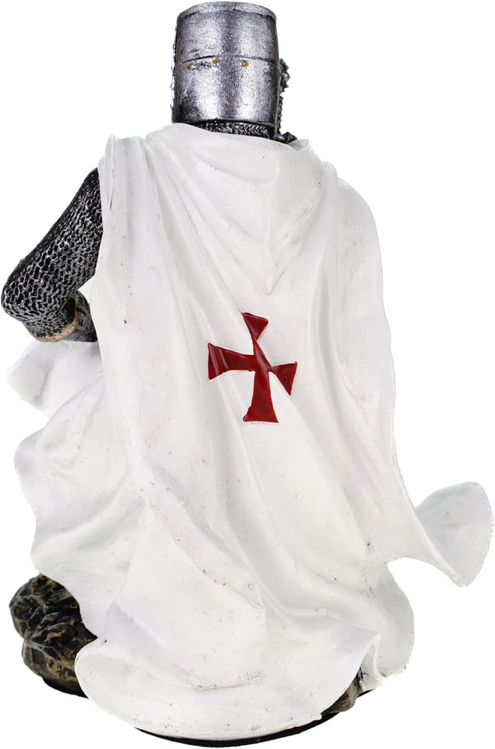 Tempelritter knieend 17 cm Figur Templer Ritter Templerkreuz Deko Skulptur