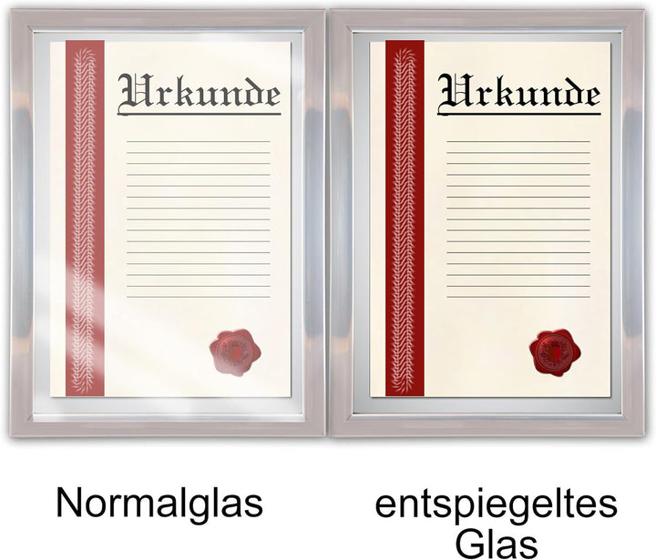 10 x Urkundenrahmen, DIN A4, 21x29,7 Fotorahmen, Bilderrahmen A4,Silber 10 X Silber, 10 X Silber