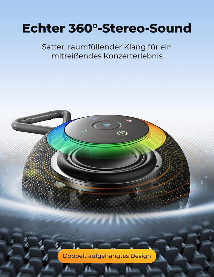 Bluetooth Lautsprecher Dusche IPX7 Shower Speaker mit Vakuum-Saugfuss 24 Std. Spielzeit Bluetooth 5.