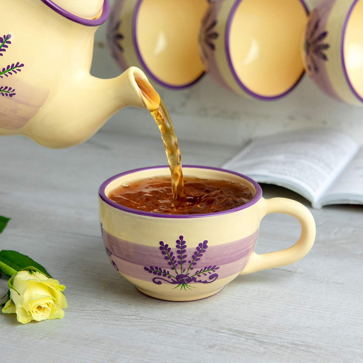 City to Cottage® - Keramik XXL Tasse 500 ml | Kaffeebecher | Lavendel Motiv | Handgemacht | Keramik