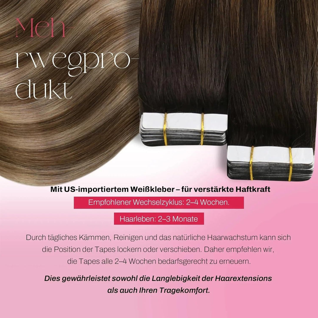 Moresoo Tape in Extensions Echthaar Remy Seamless Extensions Echthaar Tape Klebestreifen Extensions