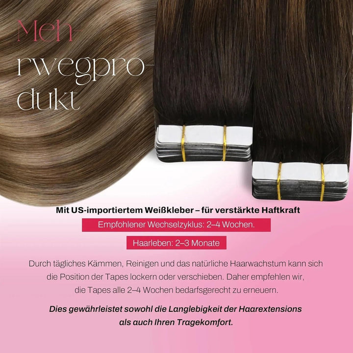 Moresoo Tape in Extensions Echthaar Remy Seamless Extensions Echthaar Tape Klebestreifen Extensions