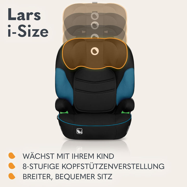 LIONELO LARS i-Size Kinderautositz 100–150 cm, Gruppe 2 3, Seitenschutz 10 Grad, Kopfstützenverstell