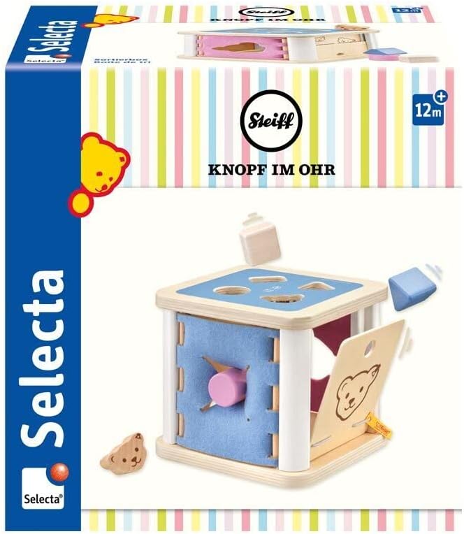 Selecta 64308, Steiff Sortierbox aus Holz, 15 cm, Bunt, S