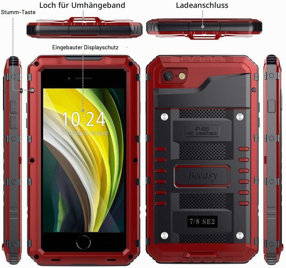 Beeasy für iPhone SE 2020/2022 Hülle, iPhone 8/7 Hülle Wasserdicht Outdoor Case Stossfest Panzerhüll