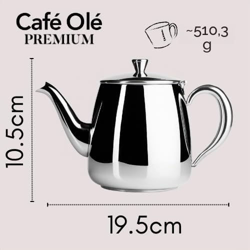Café Olé PT-018 Premium Teekanne, 18/10 Edelstahl, hochglanzpoliert, 18 oz, Stay Cool Hohlgriffe, pe