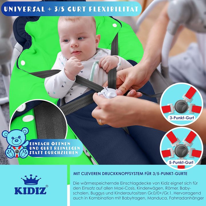 KIDIZ® Baby Einschlagdecke Babyschale Winter Herbst Babydecke mit Tasche Universal Fusssack kompatib