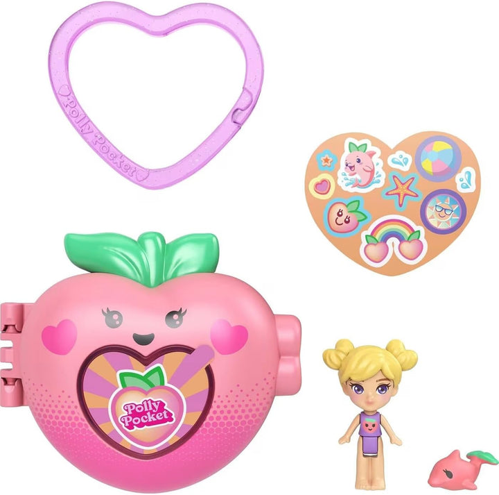 Mattel Polly Pocket Fruit Friend Reveal Surprise Erdbeere Mini-Spielzeug-Spielset für Kinder