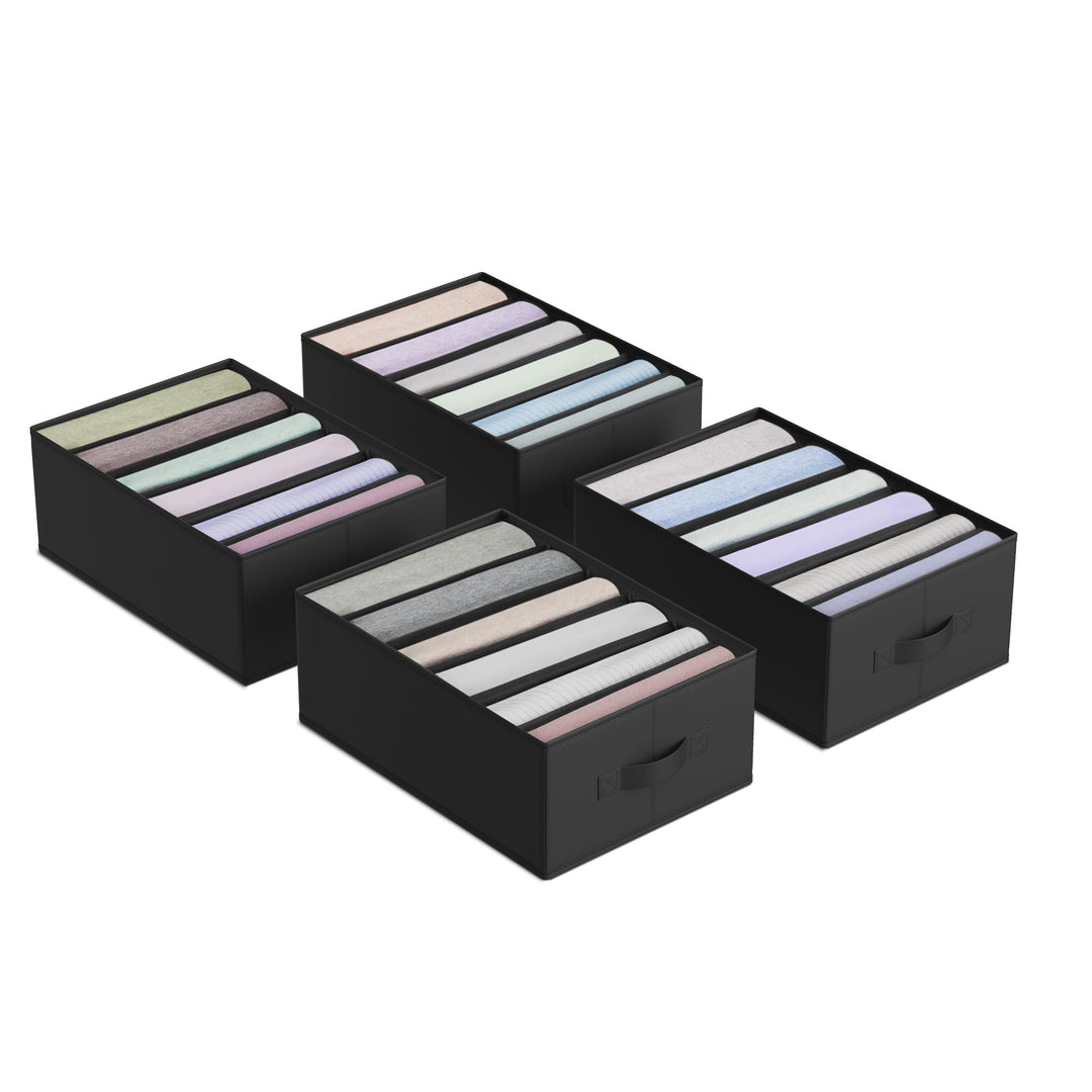 SONGMICS Kleiderschrank-Organizer 4er Set, Aufbewahrungsbox 6 Fächer, Schubladen-Ordnungssystem, Ord