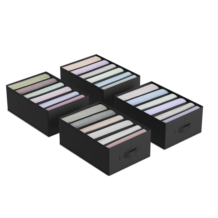SONGMICS Kleiderschrank-Organizer 4er Set, Aufbewahrungsbox 6 Fächer, Schubladen-Ordnungssystem, Ord