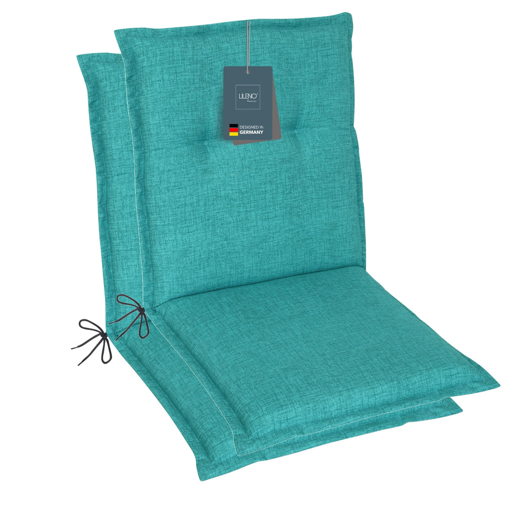 LILENO HOME Gartenstuhl Auflagen als [2er Set - Niedriglehner] in Aqua - Bequeme Liegen als Sitzaufl