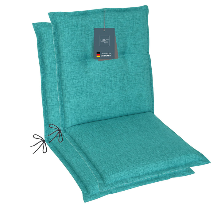 LILENO HOME Gartenstuhl Auflagen als [2er Set - Niedriglehner] in Aqua - Bequeme Liegen als Sitzaufl