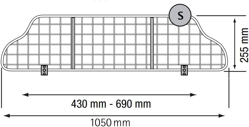 Kleinmetall TraficGard 21008003 Hundegitter Grösse S, Crash-getestet nach UN-R126 (1050 mm x H 255 m