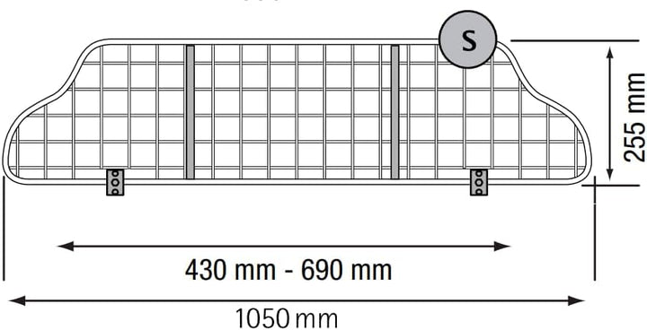 Kleinmetall TraficGard 21008003 Hundegitter Grösse S, Crash-getestet nach UN-R126 (1050 mm x H 255 m