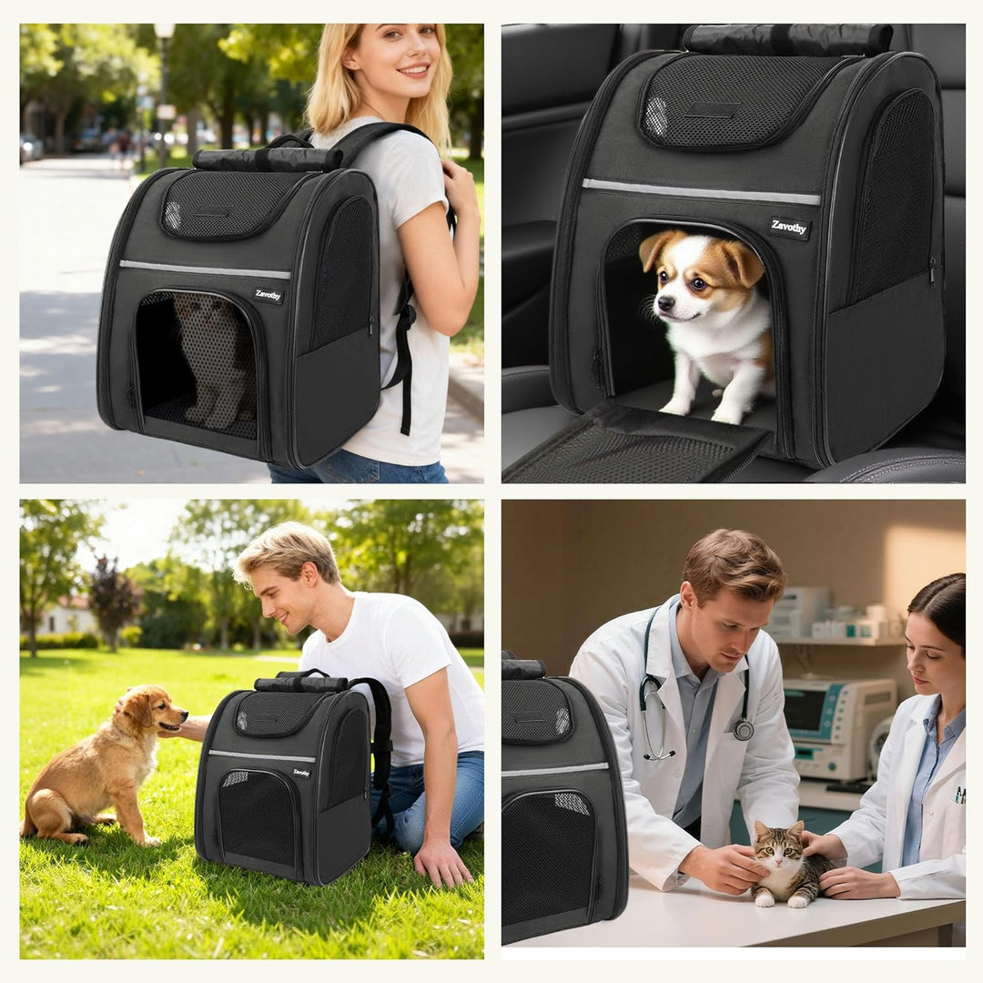 Zavothy Haustier Rucksack für Katzen und Hunde, Tragbar und Faltbar, mit Netzfenster und Gepolsterte