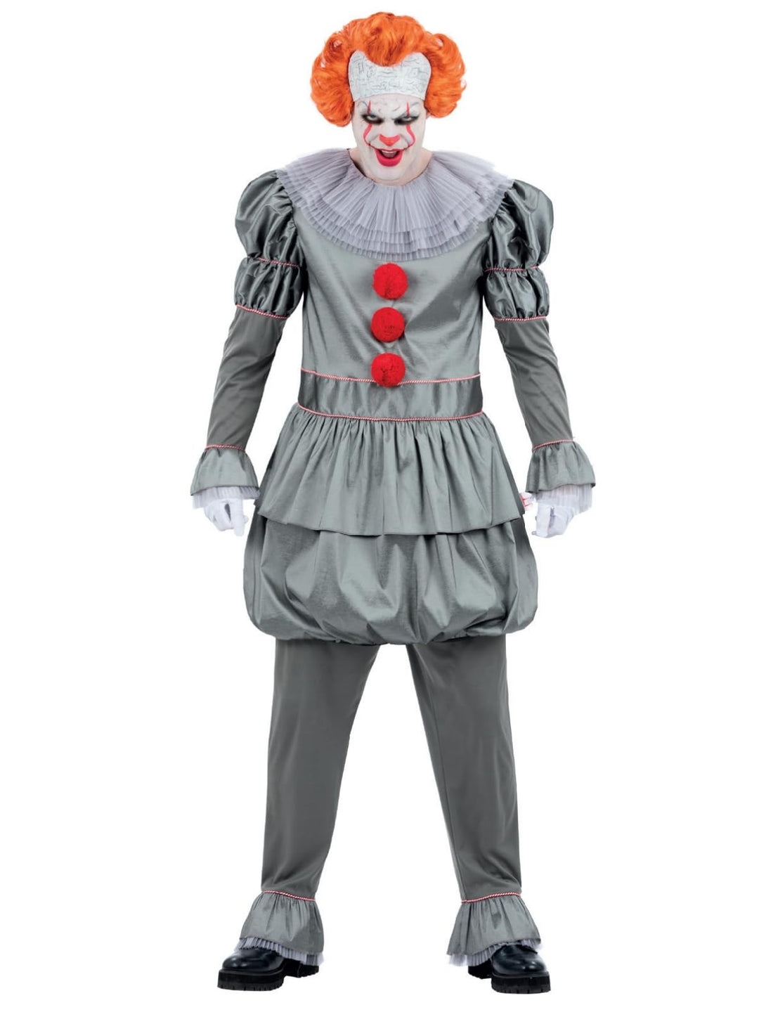 Smiffys IT Chapter Two Pennywise Kostüm für Erwachsene, Oberteil mit Nackenrüschen und Hose, grau, o