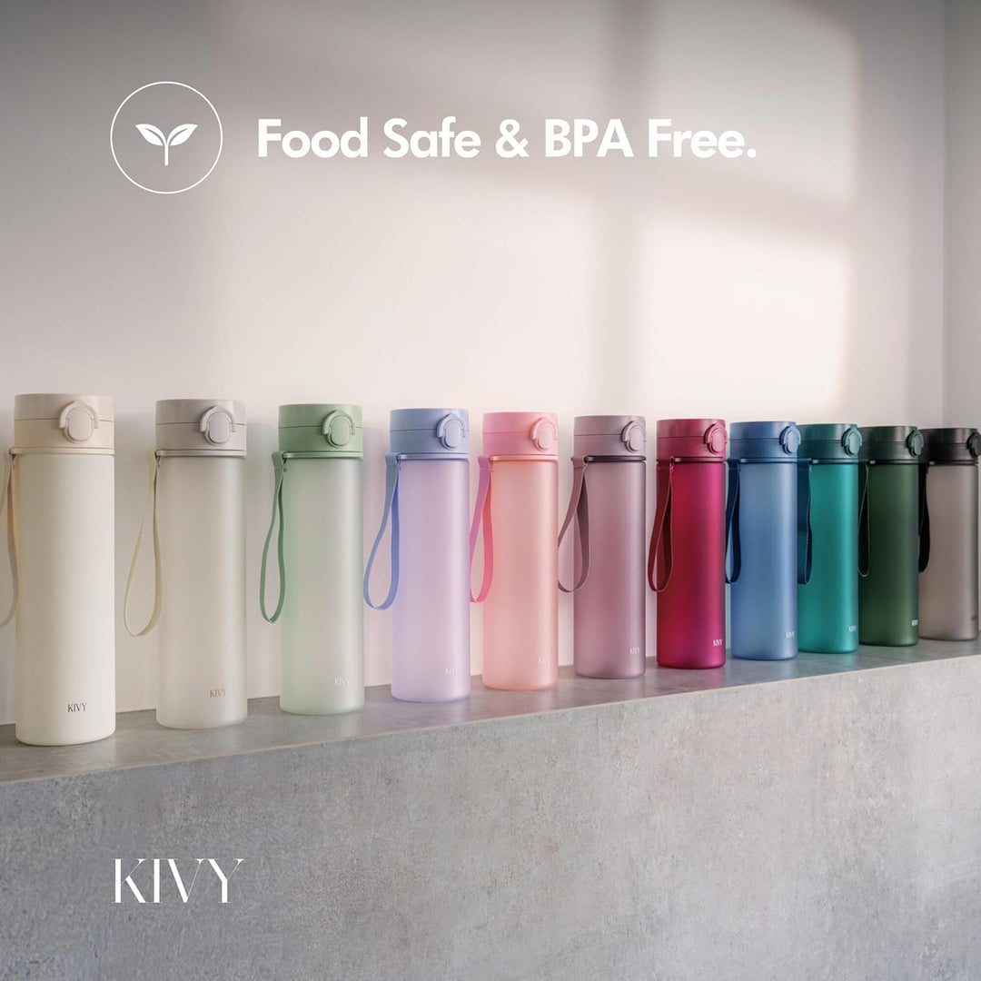 KIVY Trinkflasche 1l mit Klappdeckel [AUSLAUFSICHER & BRUCHSICHER] Water Bottle BPA Frei mit klappba