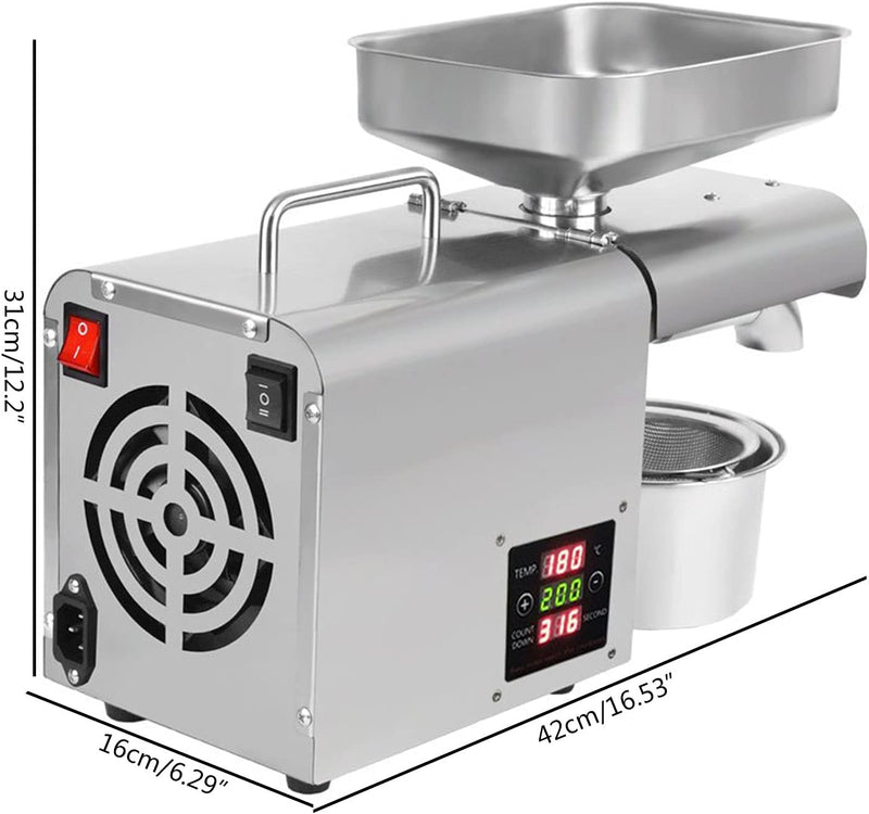 Elektrische Ölpresse, Ölpresse, Automatische Ölpresse, Hohe Leistung 610W, mit digitalem Temperaturk