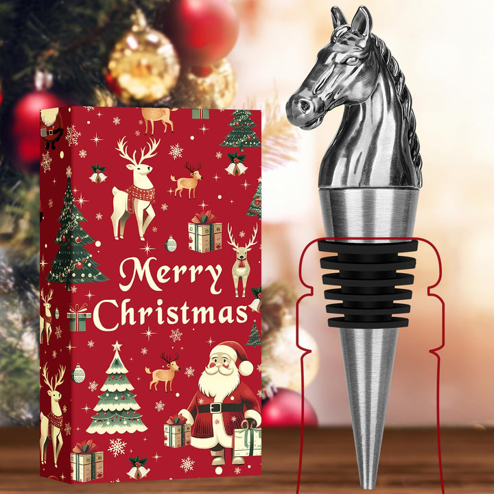 LULLEA Weihnachtsgeschenke Verpackt Pferd Weinflaschenverschluss, Weihnachtsgeschenke Pferde Geschen