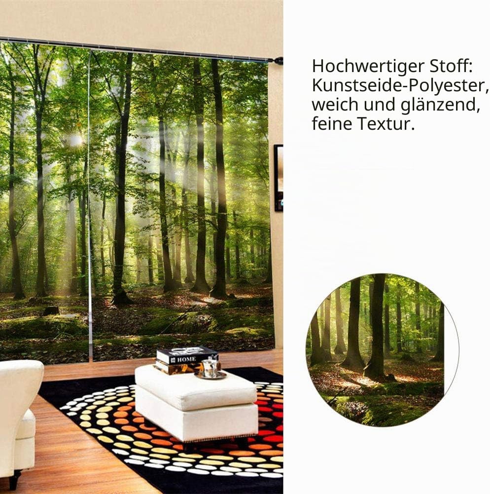 Natur Landschaft Wald Sonnenlicht Drucken Fenstervorhang, Schlafzimmer Vorhang, Mode Duschvorhang Ra