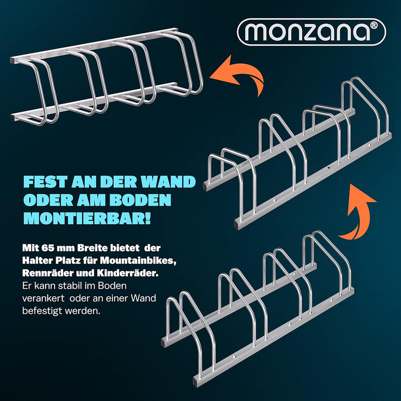 MONZANA® Fahrradständer für 4 Fahrräder 30-65 mm Reifenbreite 37 cm Radabstand Radständer Mehrfachst