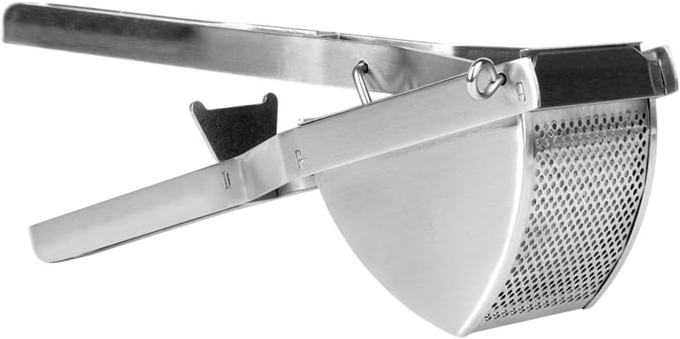 Vilde Kartoffelpresse Edelstahl 30 cm Silber Spätzlepresse Gemüsepresse für Püree Klösse Gnocchi Obs