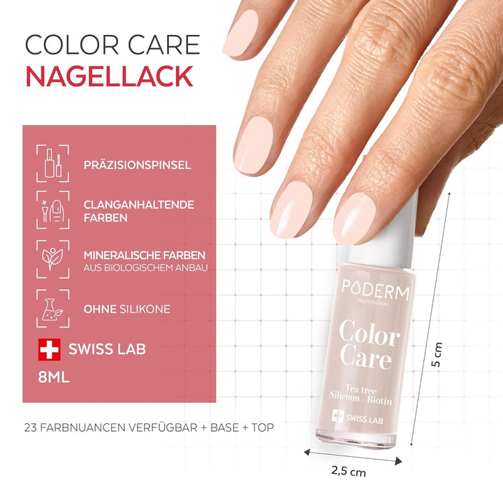 PODERM - TEEBAUM-NAGELLACK COLOR CARE Zartrosa - verbessert das Aussehen für die gelbe oder brüchige