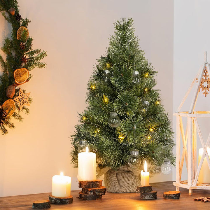 Mini Künstlicher Weihnachtsbaum Mit Beleuchtung 60cm, Weihnachtsdeko Tisch Büro, Tisch Weihnachtsbau
