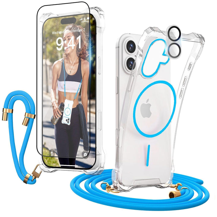 Handyband Abnehmbar für iPhone 17 Hülle mit Band, Langes Band zum Umhängen & Kurzkordel für Handgele