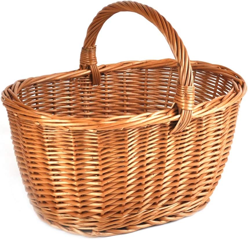 MyBer® Einkaufskorb Rattankorb Weidenkorb Flaschenkorb Geschenkkorb geflochten BTH 43/33/25-34cm sta