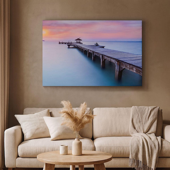 Bilder auf Leinwand 100x70cm Leinwandbild Strand Wasser Meer Urlaub Gross Wanddeko Bild Schlafzimmer