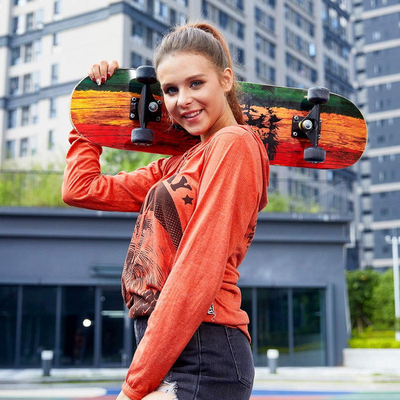 WeSkate Skateboard Komplettboard 79x20cm Holzboard mit ABEC-11 Kugellager 31 Zoll 7-lagigem kanadisc