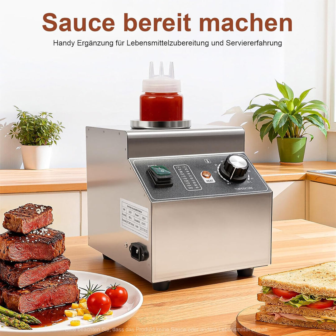 Sossenwärmer 1/3 Flaschen Saucenwärmer Temperaturgesteuert 30-85 °C Sossenwärmer mit 680ml Quetschfl