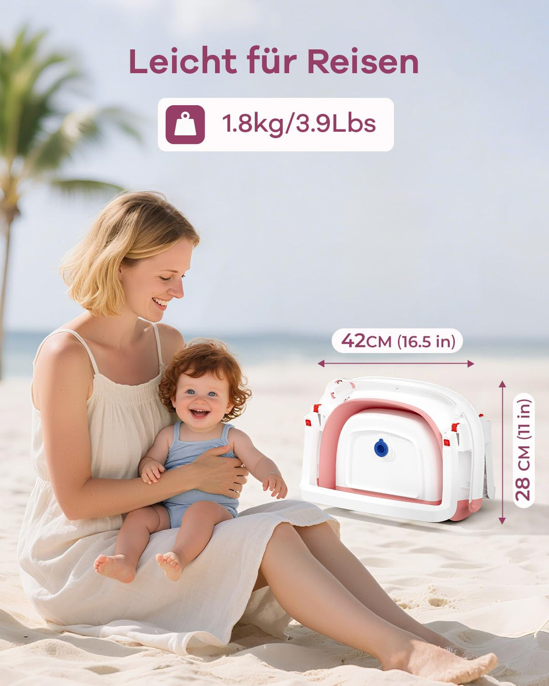 2-in-1 Baby Badewanne mit Gestell, Faltbare Badewanne Baby mit Badestütznetz, Geeignet für Neugebore