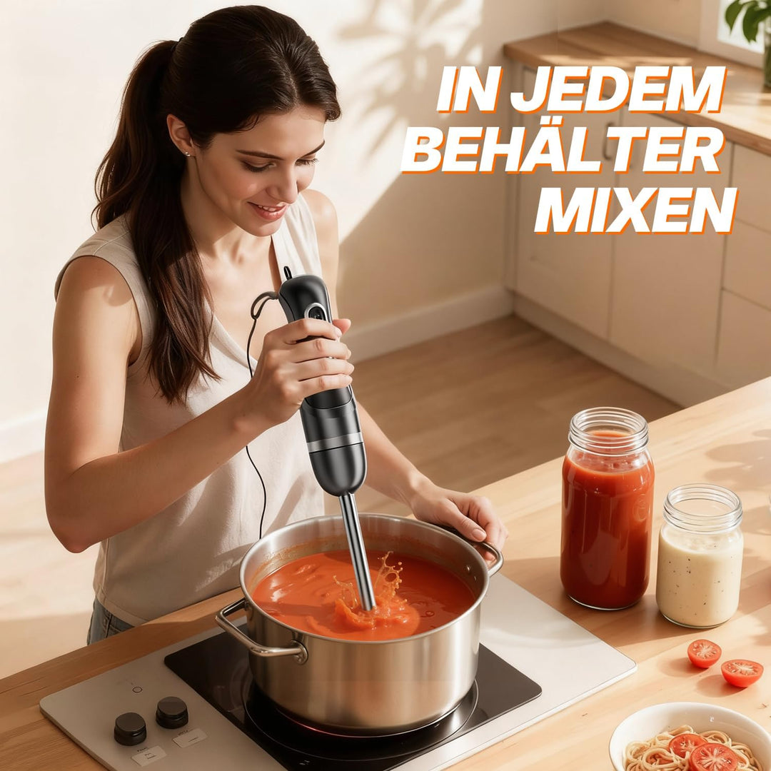 BESROY 1100W Stabmixer Edelstahl, Elektrischer Pürierstab & Hand Blender mit 2 Geschwindigkeitsstufe