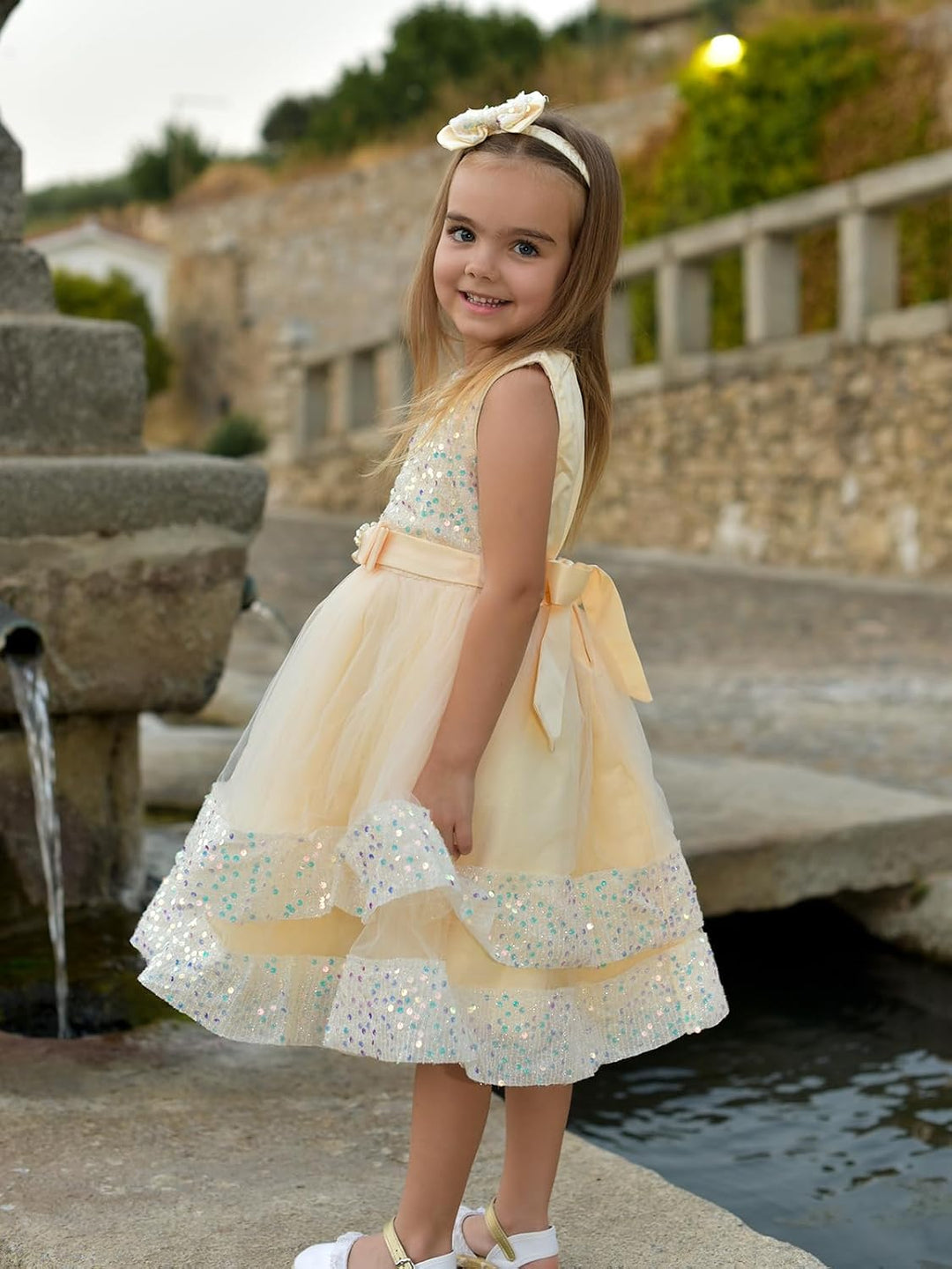Miipat Baby Mädchen Kleid Prinzessin Tüll Pailletten Partykleid Ärmellos Tutu Blumenmädchenkleider f