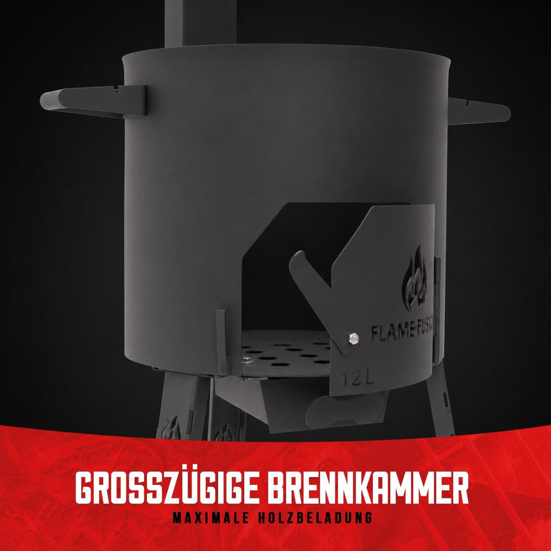 Utschak S Feuerofen inkl. 10 Liter Kazan [Grösse wählbar] - Uchag Kasanofen zum Grillen &amp; Kochen S -