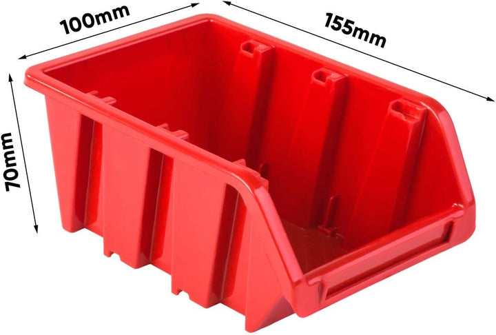 PAFEN Stapelboxen Set – 10x Stapelbox 70 x 100 x 155 mm – Sichtbox Stapelbox Lagerbox, Rot 10x Rot,