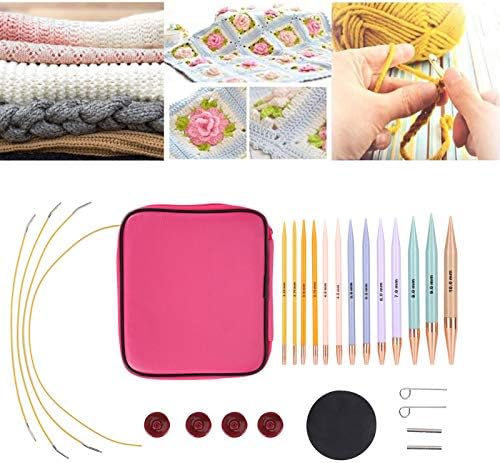 13 Paar Rund Stricknadeln Set Austauschbare Stricknadelset Rundstricknadeln mit Aufbewahrungskoffer