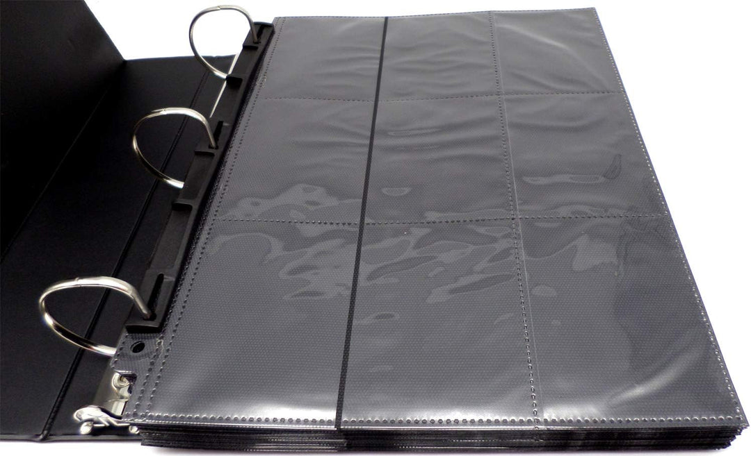 3-Ring Album Black + 50 18-Pocket Pages Black - Sideloading - Sammelalbum + Ordnerseiten - Schwarz -