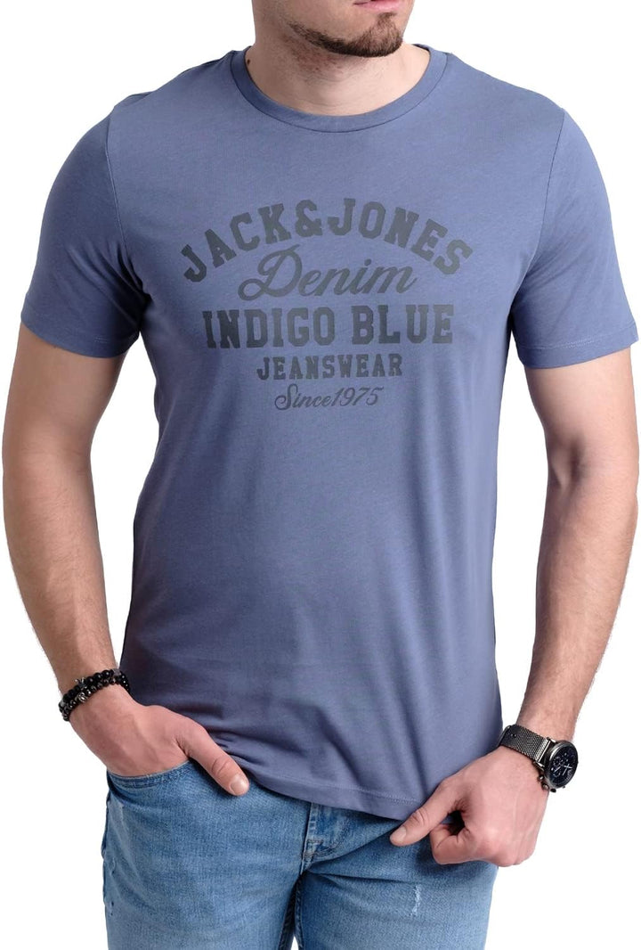 JACK & JONES Herren 5er-Set T-Shirts in verschiedenen Styles, Prints und Farben aus Baumwolle S Irin