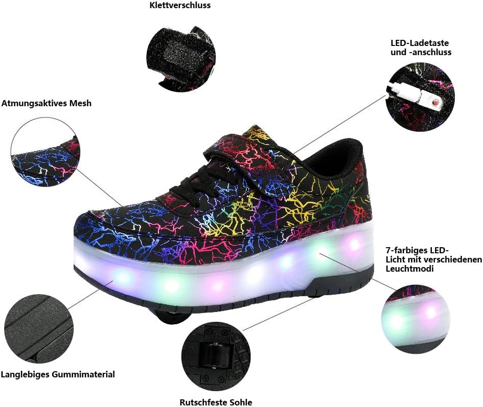 HUSKSWARE Rollschuhe Schuhe Jungen Mädchen Mit 4 Rollen Skateboardschuhe, verstellbar Jugend Schuhe