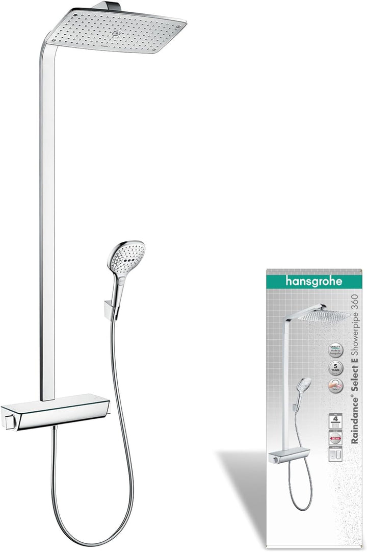 hansgrohe Duschsystem Raindance Select E 360 (Regendusche mit 3 Strahlarten, Duschkopf, Duschstange