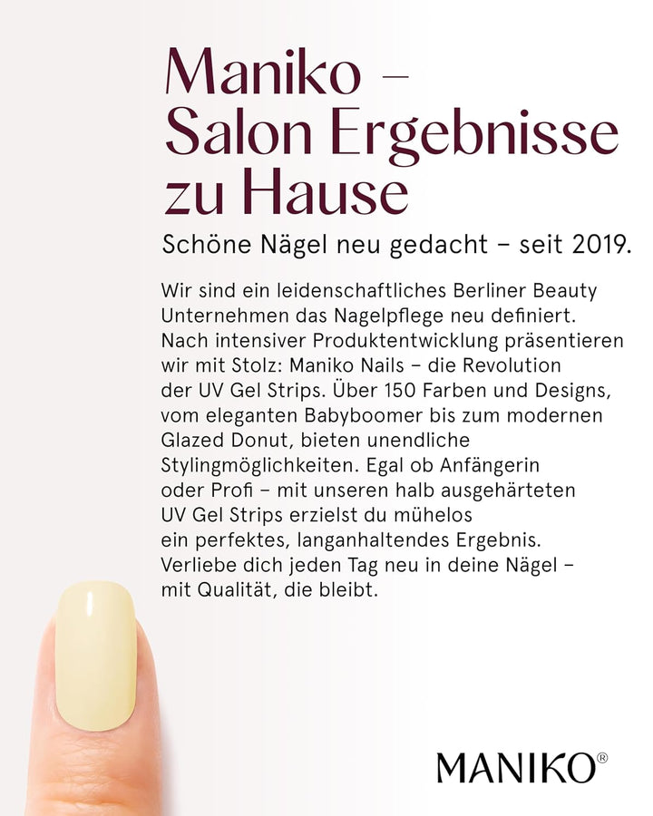 Maniko® UV Gel Strips - Selbstklebende Nagelfolie für bis zu 2 Anwendungen - Vegan & langanhaltend -